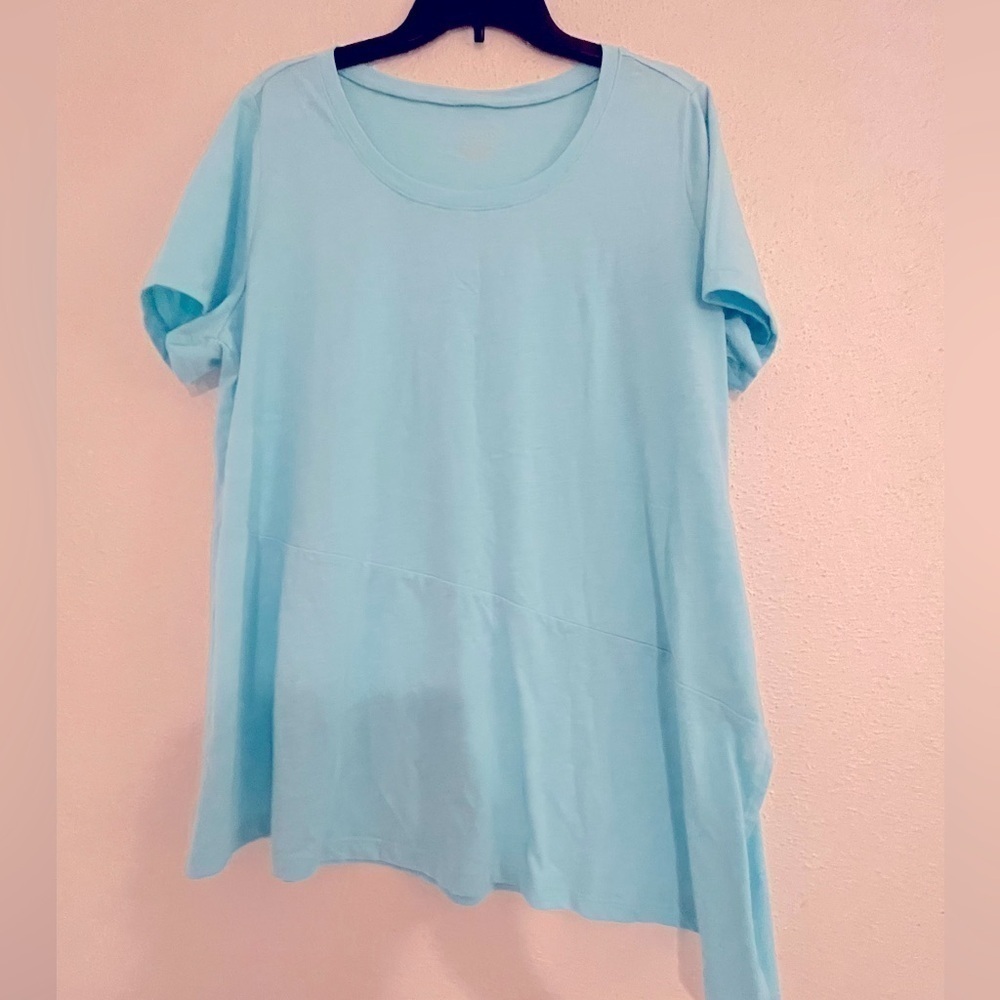 NWT Lane Bryant Blue Asymmetrical Women's Shirt 14/16 Casual Office Everyday